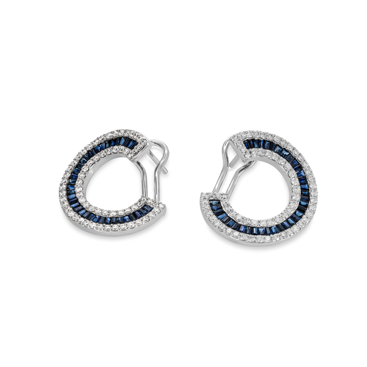 White Gold Diamond and Sapphire Earrings